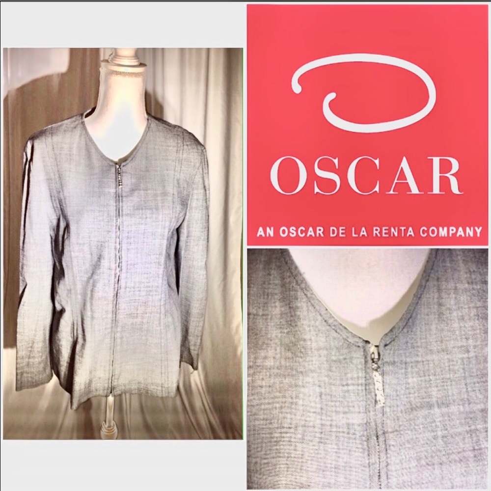 Oscar de la Renta gray zip jacket